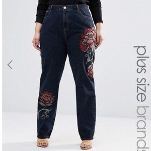 Alice & You Oversized Rose Embroidered Skinny Jean